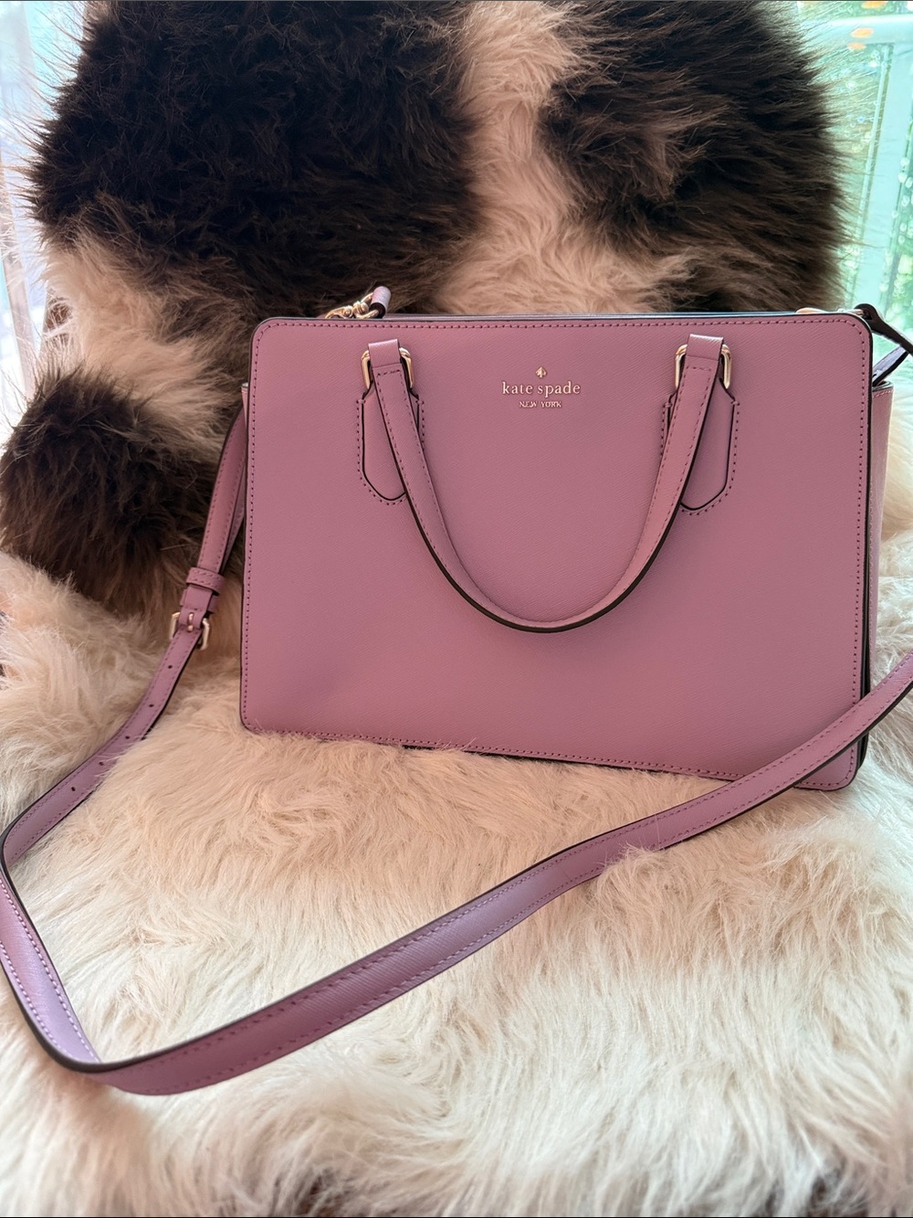 kate spade Pink Saffiano Leather Satchel with Gold Hardware - Picture 5 of 8